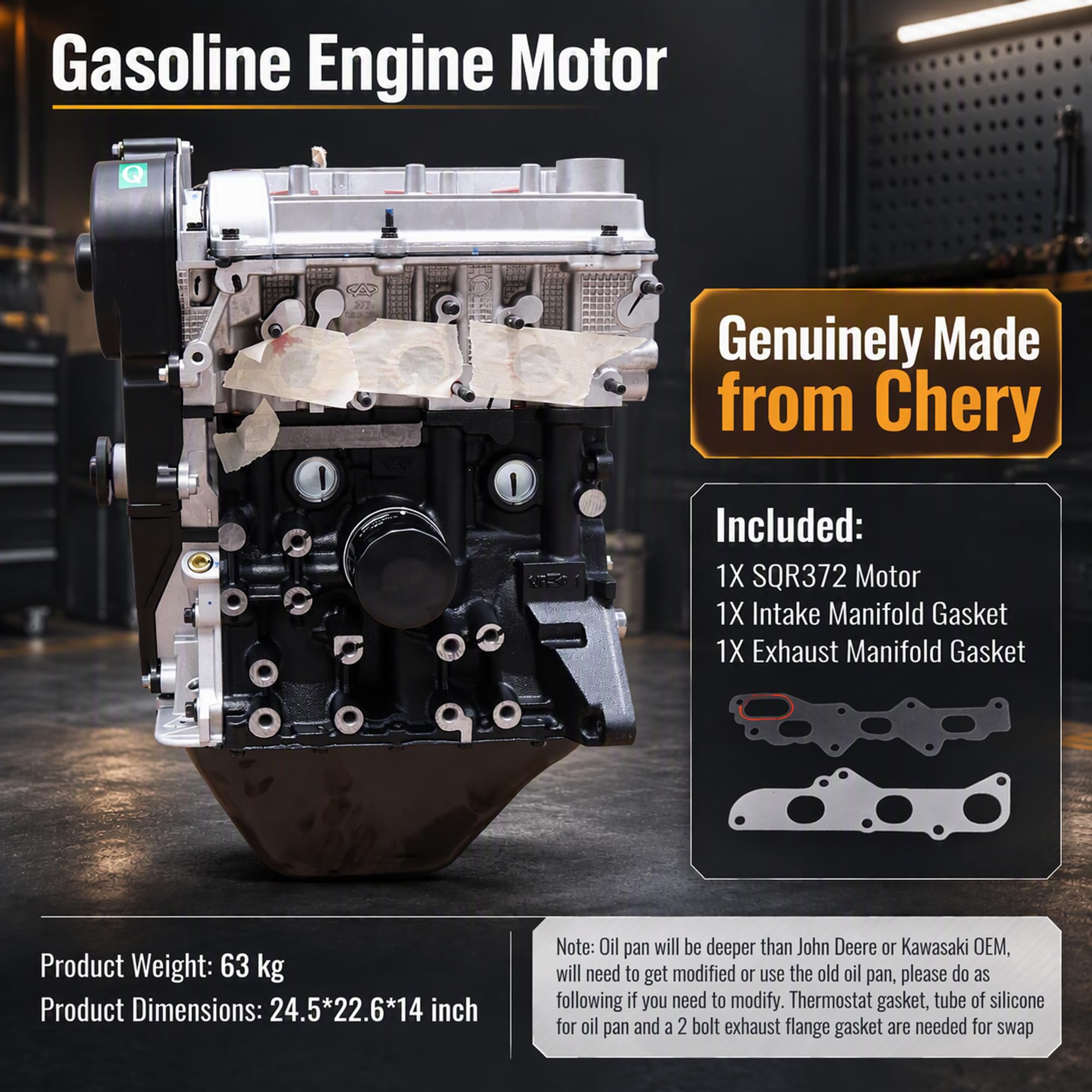 Chery Genuine Gas Engine SQR372 812cc 3-Cylinder for John Deere